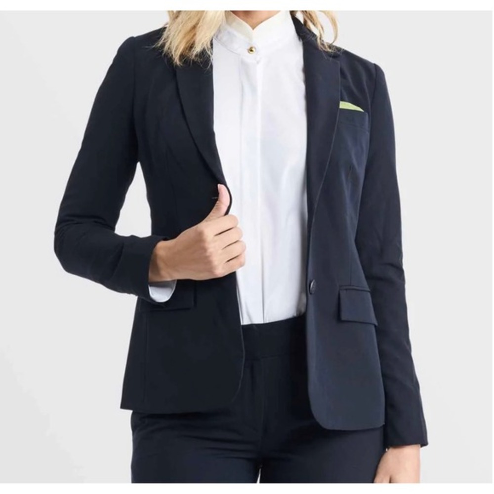 ICO Womens Navy‎ Blue Two-Button Tailored Blazer Jacket Office Professional NEW